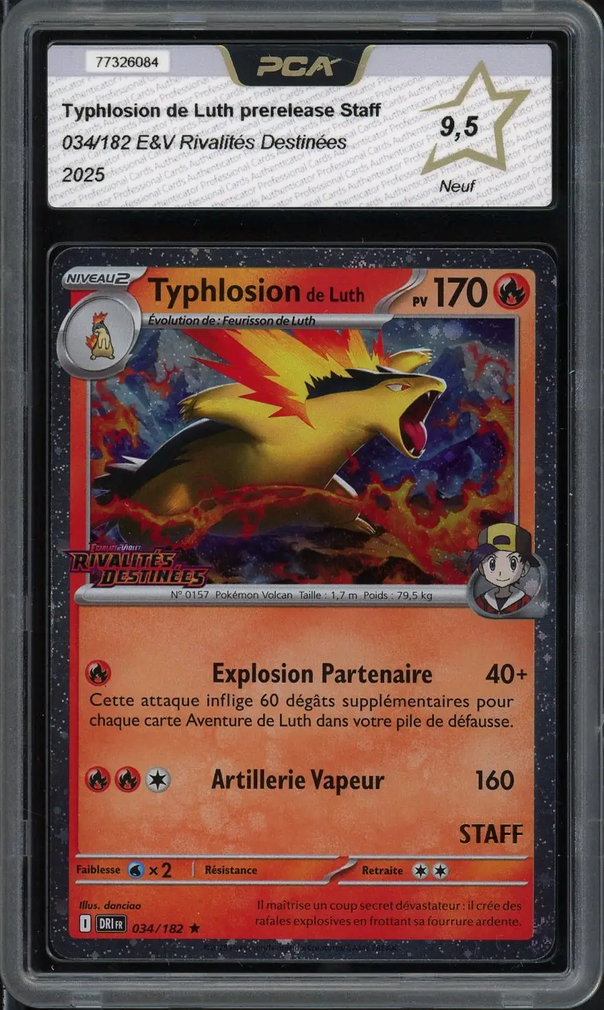 PCA 9.5 Typhlosion de Luth Holo Prerelease Staff