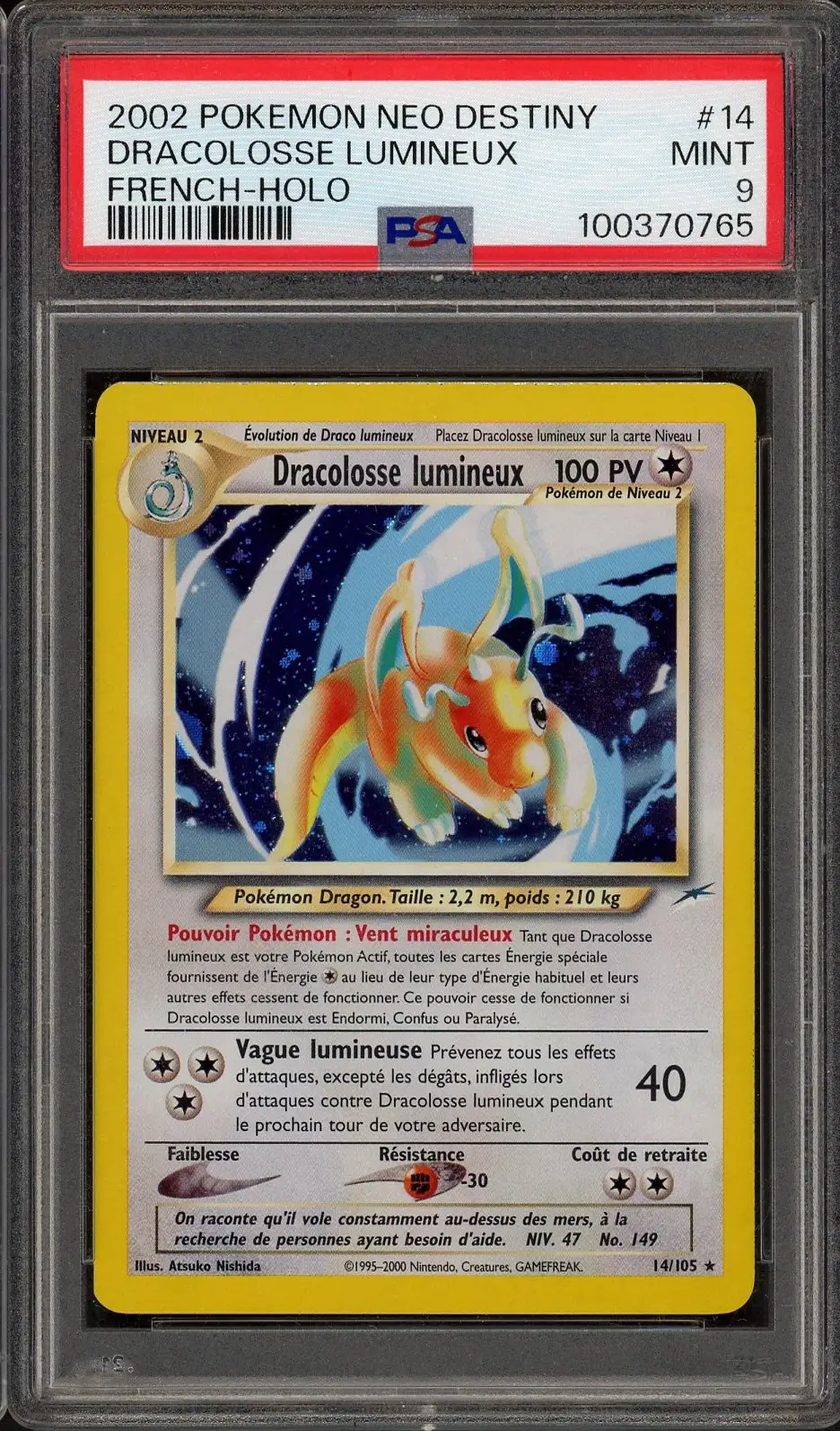 PSA 9 Dracolosse Lumineux