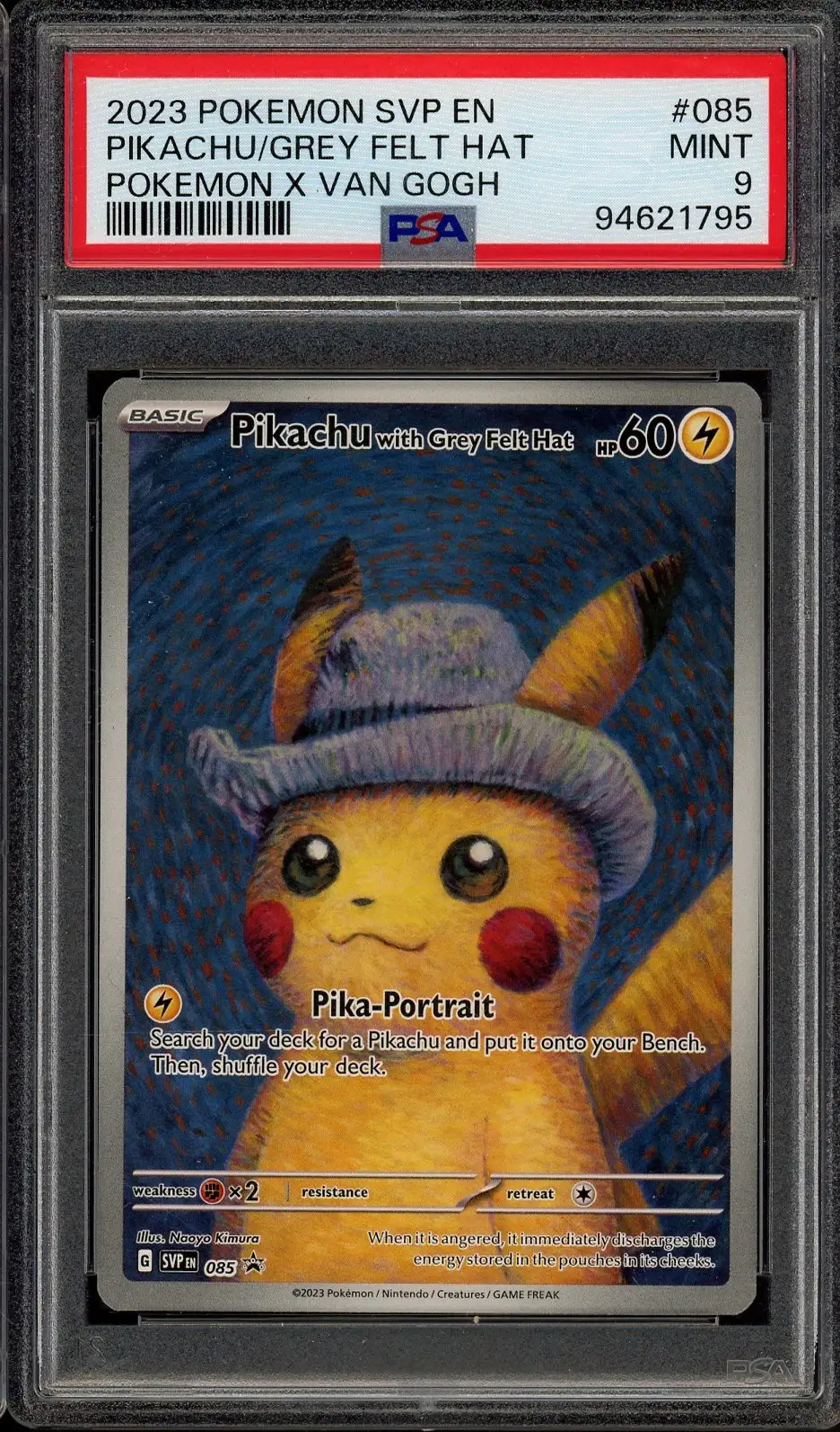 PSA 9 Pikachu with Grey Felt Hat
