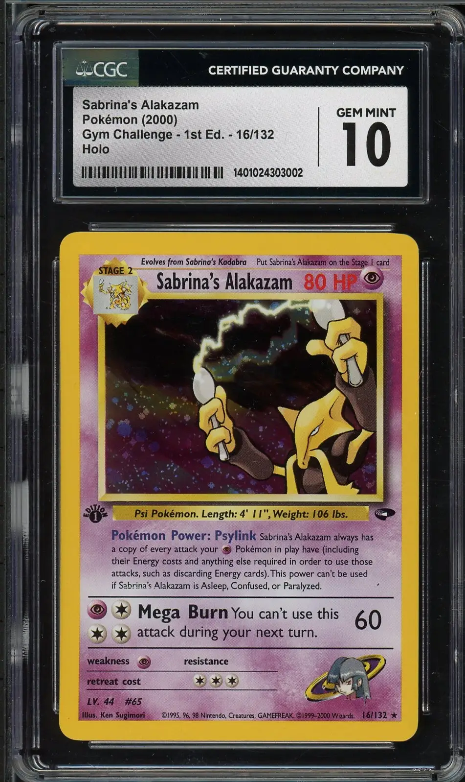CGC 10 Sabrina's Alakazam Holo