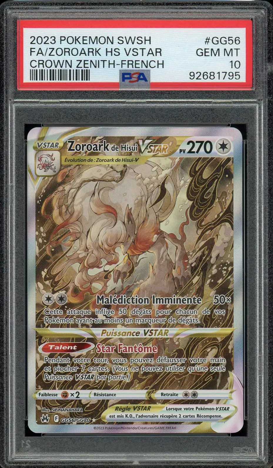 PSA 10 Zoroark de Hisui VStar