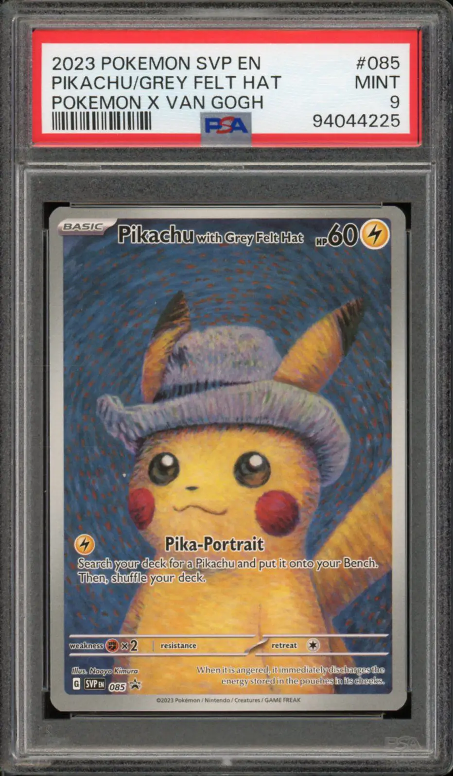 PSA 9 Pikachu with Grey Felt Hat