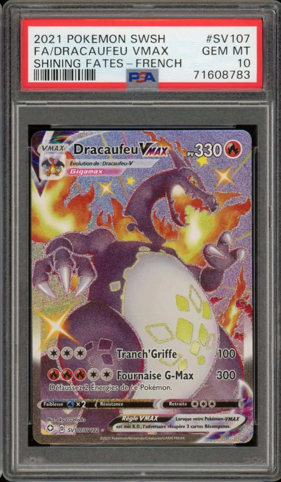 PSA 10 Dracaufeu VMax Shiny