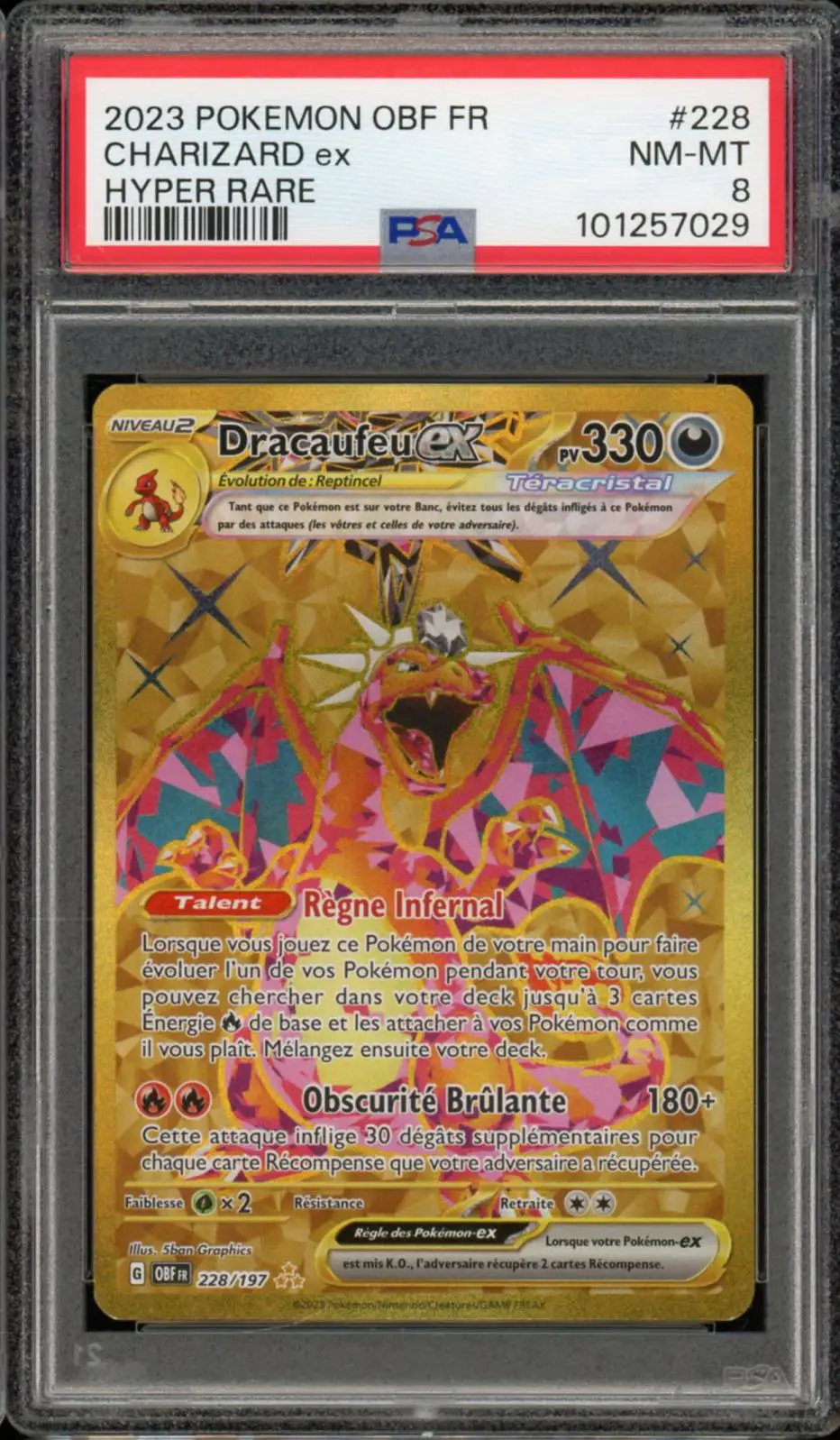 PSA 8 Dracaufeu Ex Gold