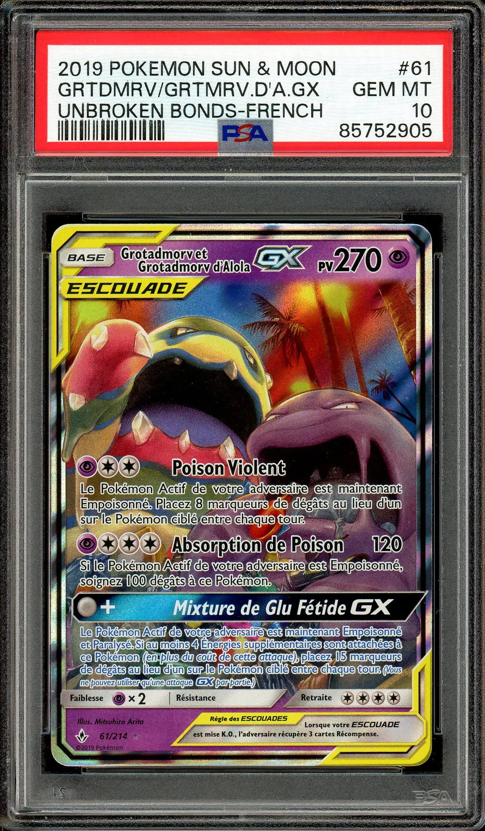 PSA 10 Grotadmorv et Grotadmorv d'Alola Gx