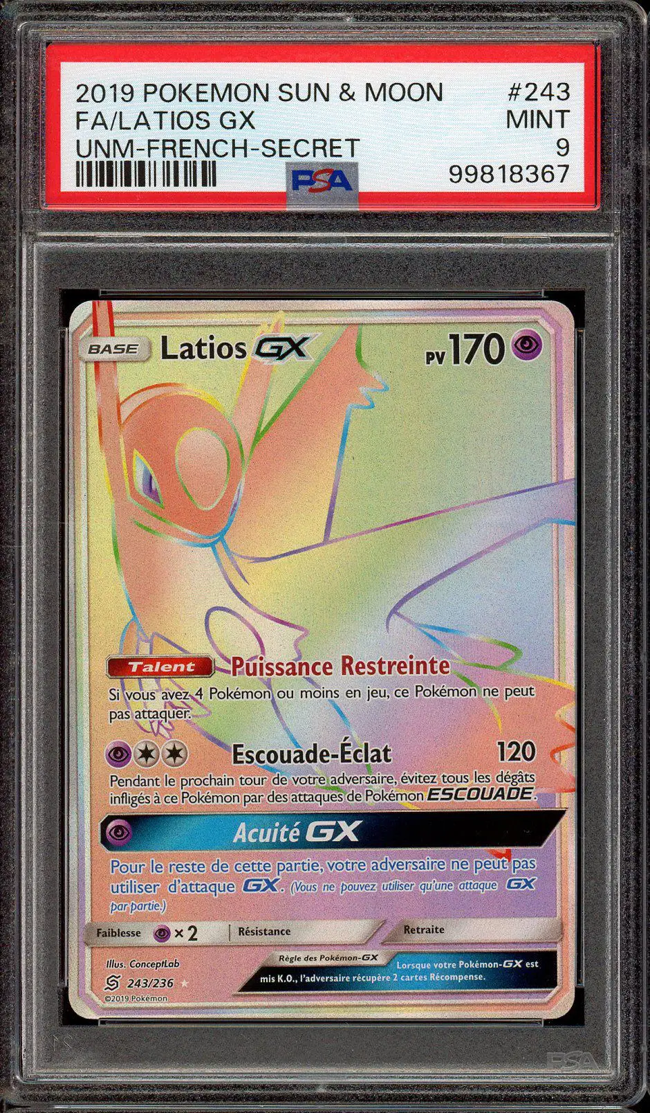 PSA 9 Latios Gx Rainbow