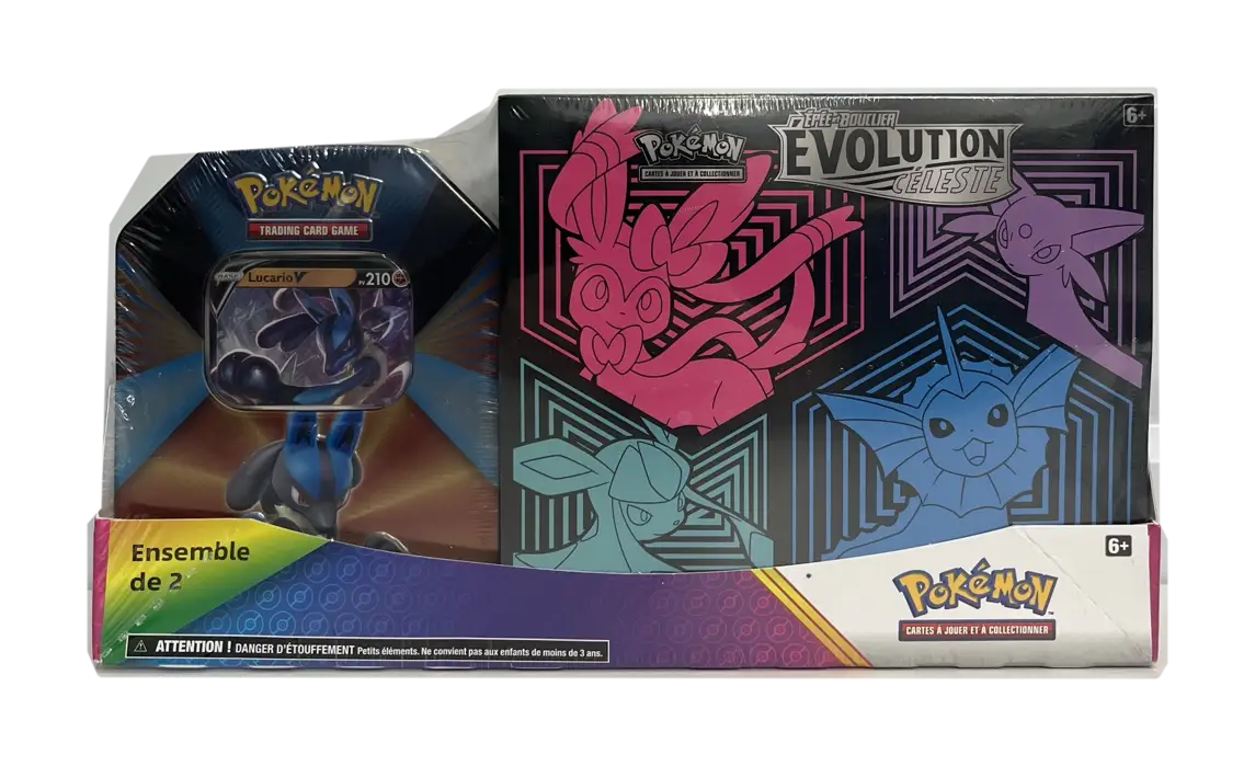 Ensemble de 2 : Pokébox Lucario V & ETB EB7 Evolution Céleste