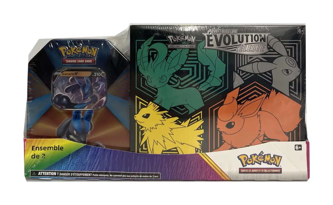 Ensemble de 2 : Pokébox Lucario V & ETB EB7 Evolution Céleste